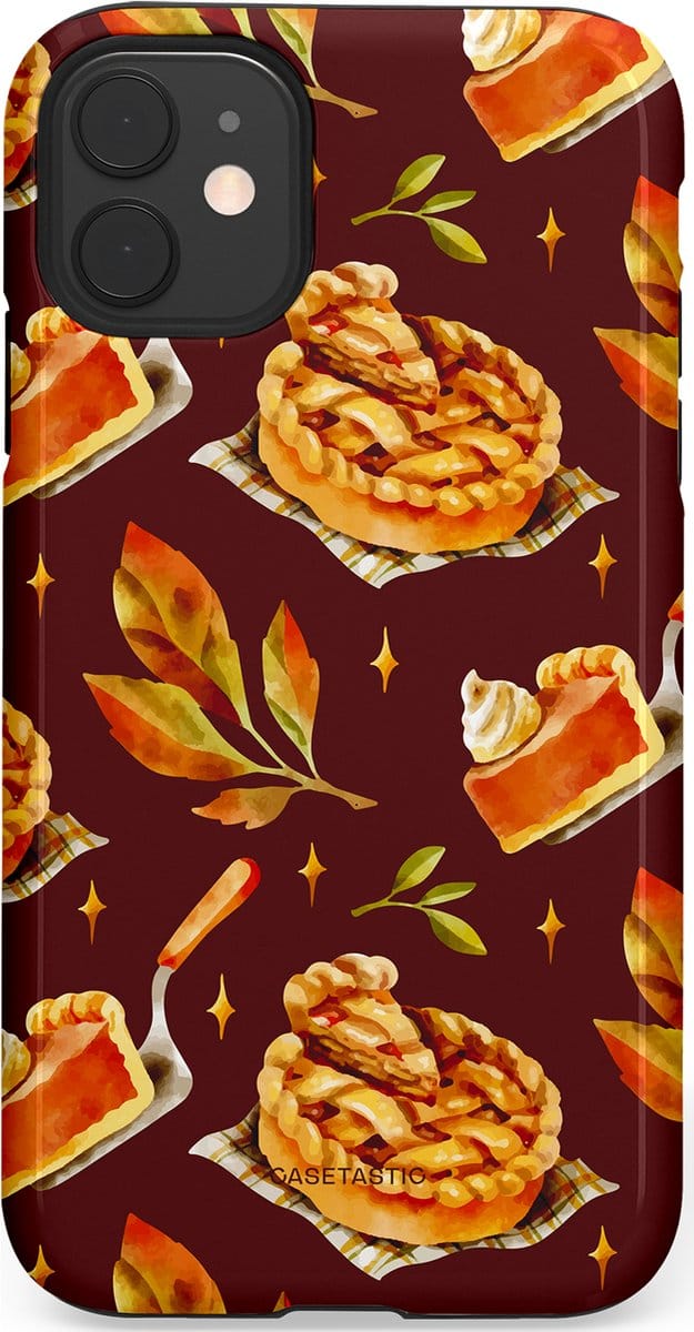 Casetastic hoesje geschikt voor Apple iPhone 11 - Dubbellaagse bescherming - Karamel Appel Ontwerp - Fashion Case - Bruin Bordeaux Goud Oranje