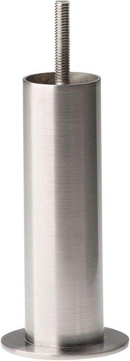 FLE - Stalen meubelpoot rvs look rond ø 4 cm en hoogte 17 cm (M8)