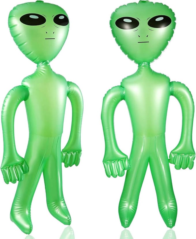 Set van 2 Opblaasbare Groene Aliens - Feestdecoratie 85 cm
