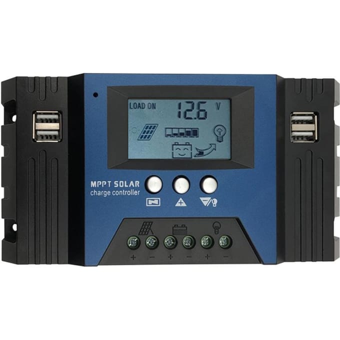 Contrôleur de charge solaire MPPT 12/24 V Contrôleur de panneau solaire à mise au point automatique Batterie intelligente 60A blue
