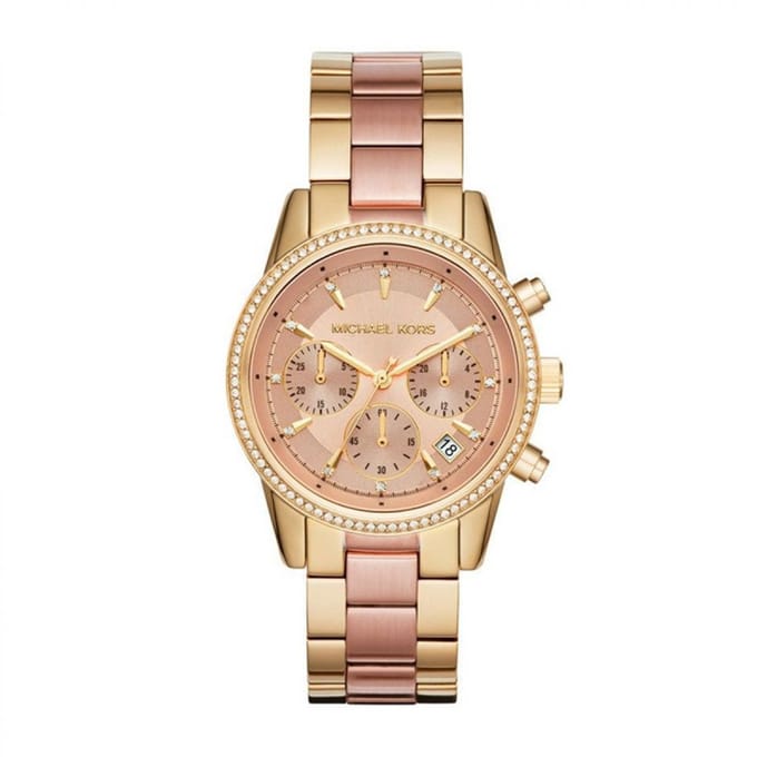 Michael Kors MK6475 Ritz Bicolor 37mm Dames Chronograaf Horloge