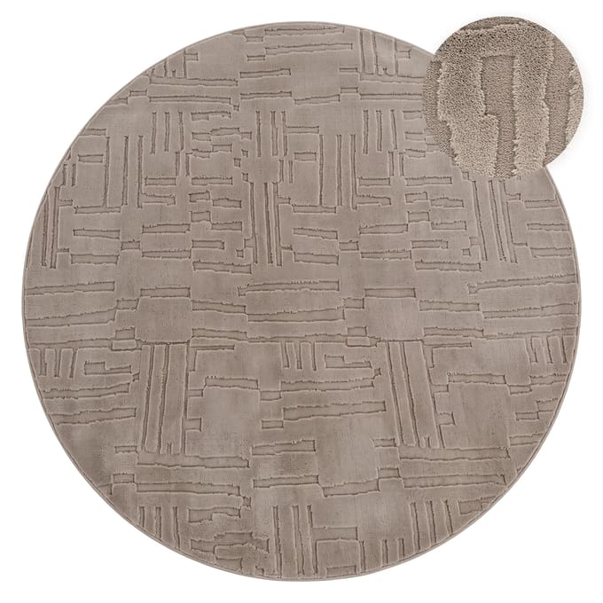 Modern tapijt Tokko taupe 160 cm rond