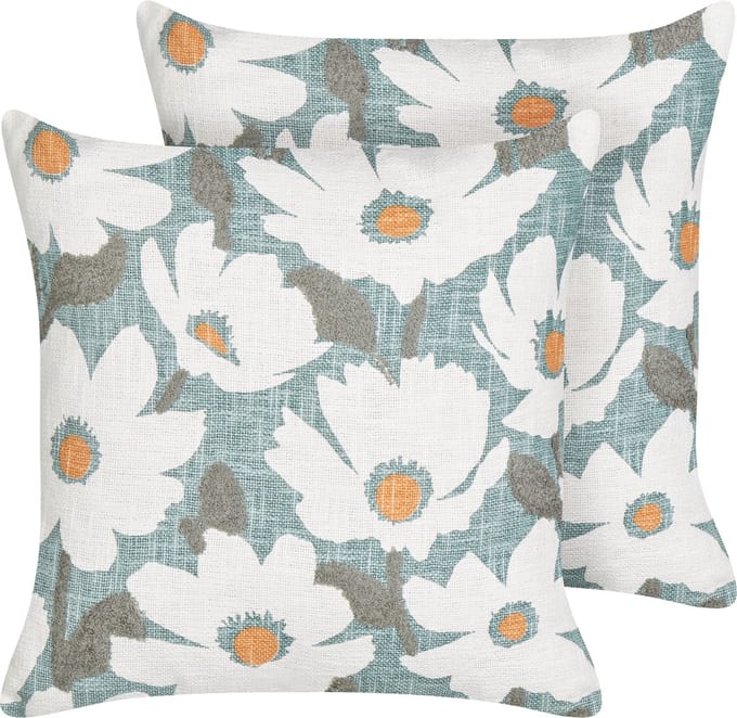JATROPHA - Sierkussen set van 2 - Blauw - 45 x 45 cm - Katoen