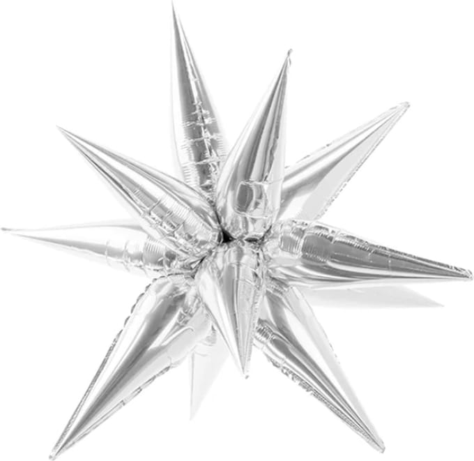 Partydeco - Folieballon Sterren 3D Zilver 95 cm