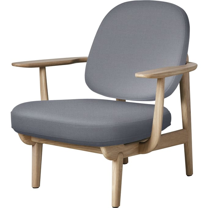 Fritz Hansen Fred Loungefauteuil - JH97 - lichtgrijs uni - eiken helder gelakt