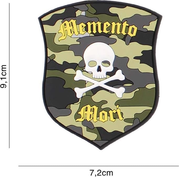 Embleem 3D PVC Memento Mori Shield Skull Camo