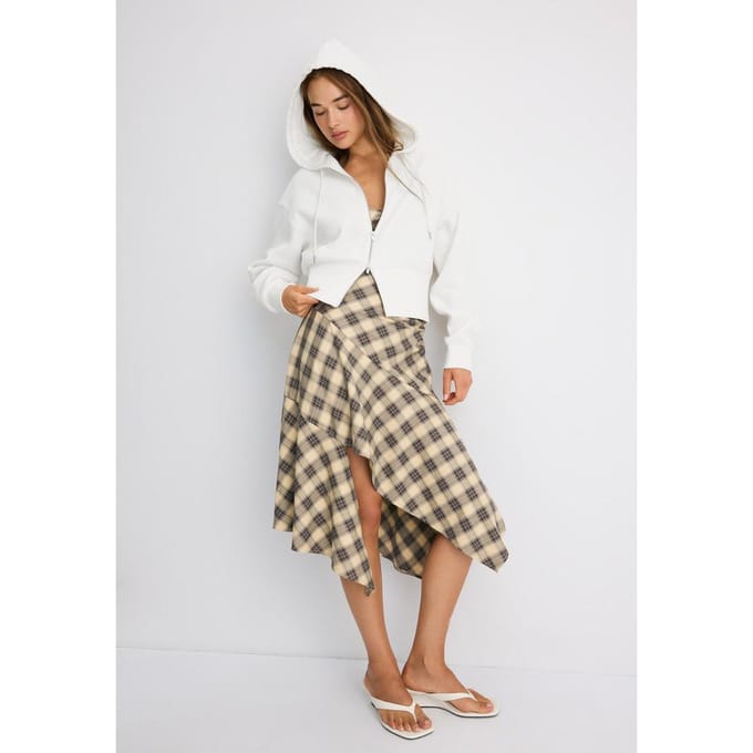 Stradivarius Sweater met capuchon en rits  Ecru XS