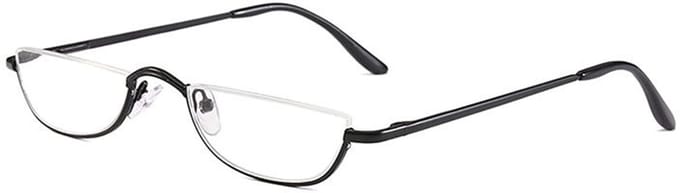 Half Frame Leesbril Met Lente Scharnieren voor Dames en Heren - Slanke Semi Randloze Lens
