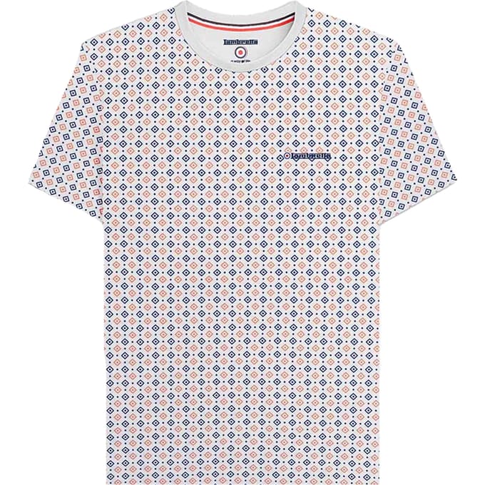 Lambretta Heren SS24 Geometrisch T-shirt met all-over print (Wit)