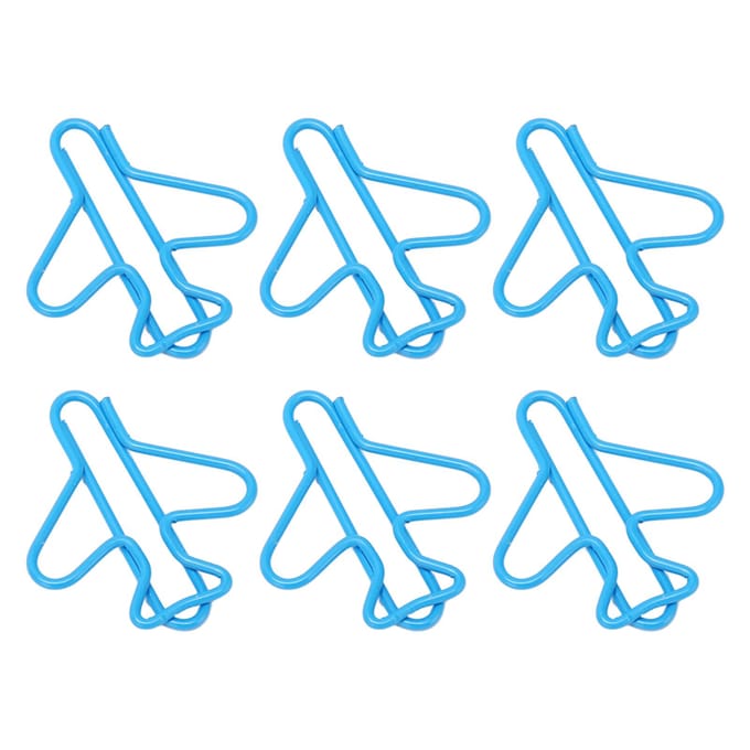 100 Stuks Leuke Paperclips Vliegtuigvorm Ontwerp Bedraad Heldere Kleur Chique Paperclips voor Scrapbook blue