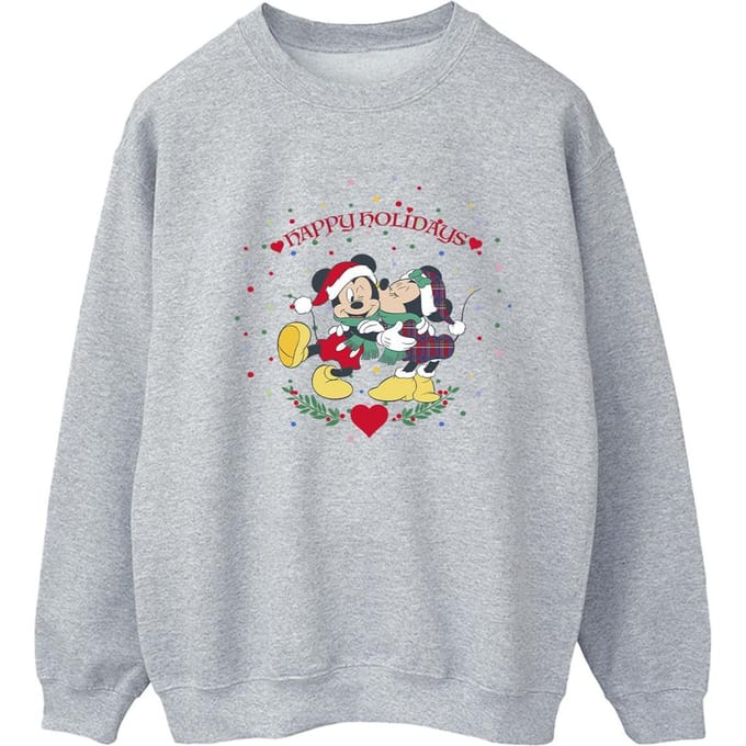Disney Dames/Dames Mickey Mouse Mickey Minnie Kerstmis Sweatshirt (Sportgrijs)