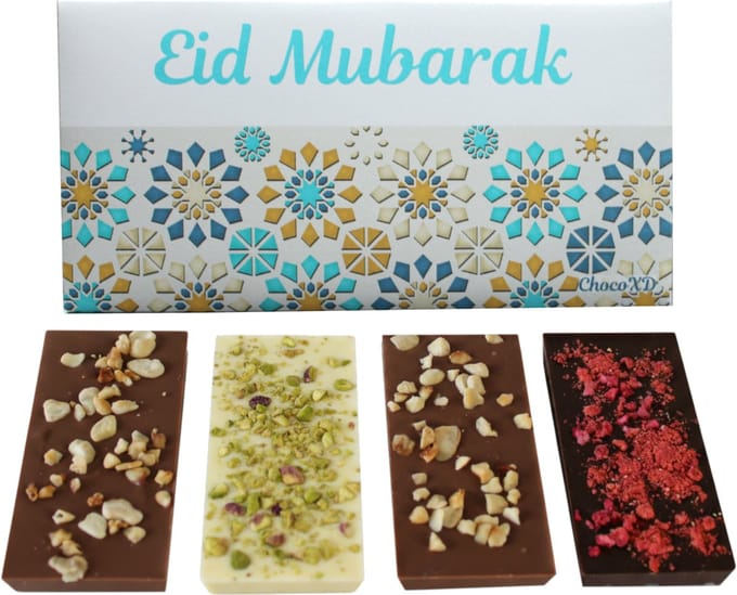 Eid Cadeau - Eid Mubarak Chocoladecadeau - Fairtrade - Brievenbuspakket - Eid gift - Handgemaakte chocolade