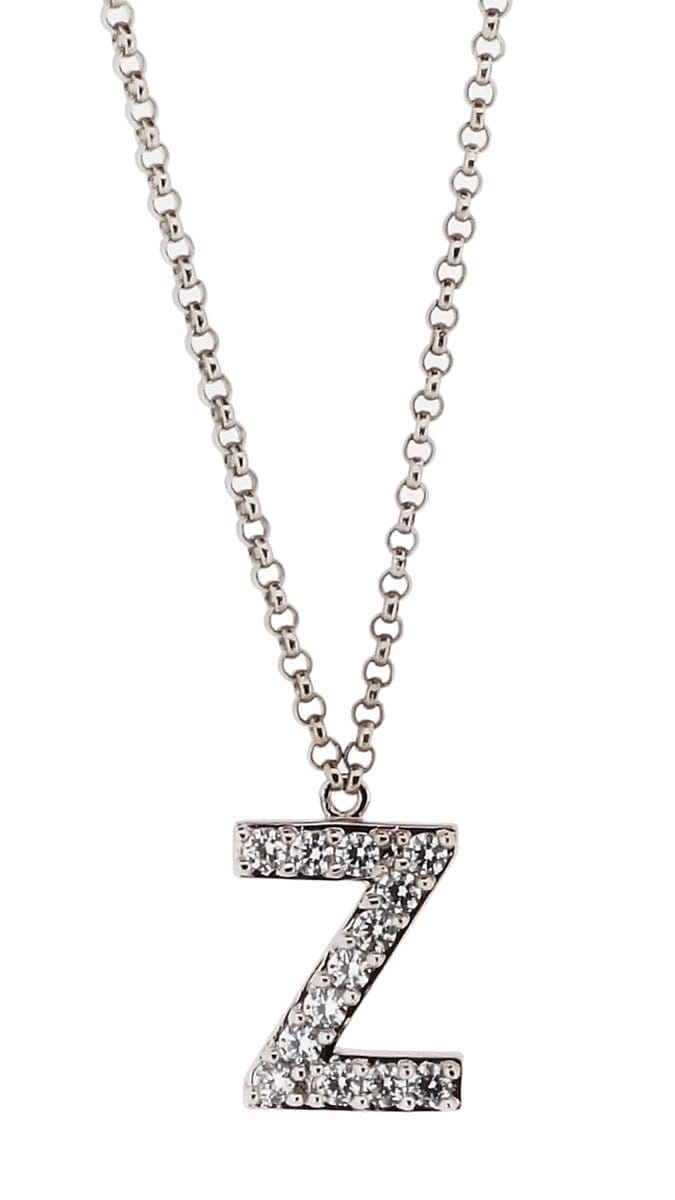 Orphelia Zilver Alphabet hanger met ketting 44 cm Zirconium