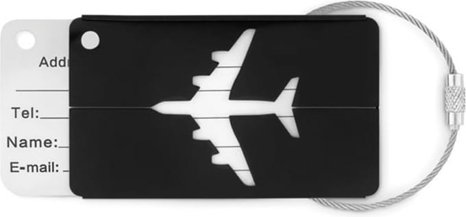 Reislabel | Kofferlabel | Bagagelabel | Aluminium | ZWART