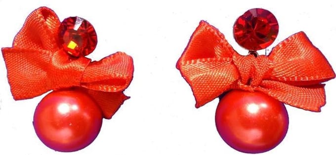 Behave - Dames oorstekers strik parel rood speels romantisch - 3 cm