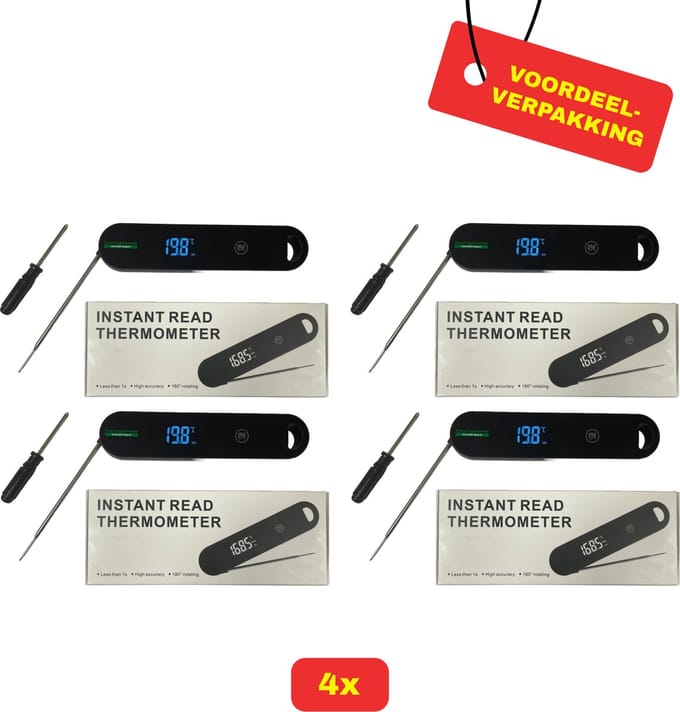 4x - Instant Read Thermometer - Voordeelverpakking!