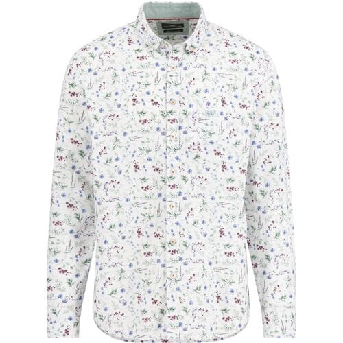 Fynch-Hatton Overhemd Washed Oxford Leaves Flowers Pattern Berry-Multi / male