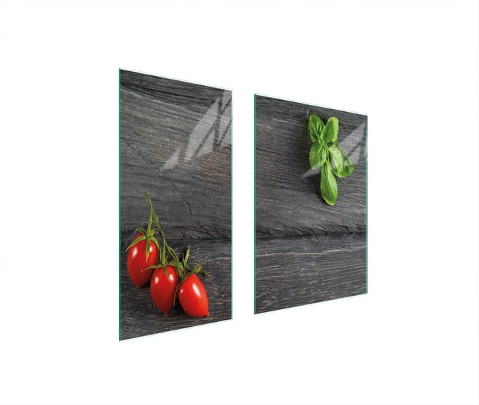 TMK ArtDeko - Snijplank - Glas - 75x52cm - Pomodorendesign - Veelkleurig