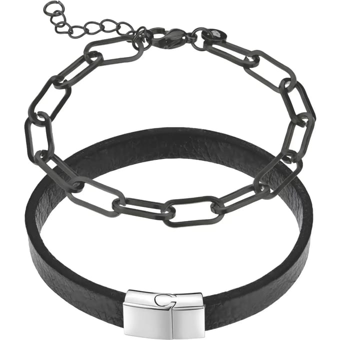 Echte leren/roestvrijstalen armband Marc Lauder