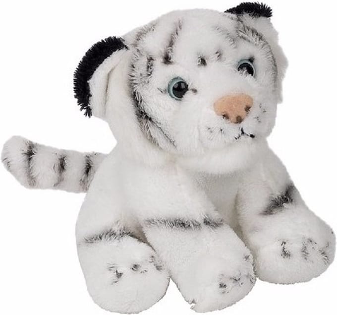Ravensden tijger knuffel - pluche - wit - 15 cm - wilde dieren knuffeldier