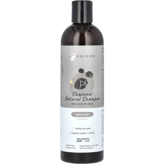 Kin+Kind, Shampoo Naturel au Charbon pour Chiens, Patchouli, 12 fl oz (354 ml) gray