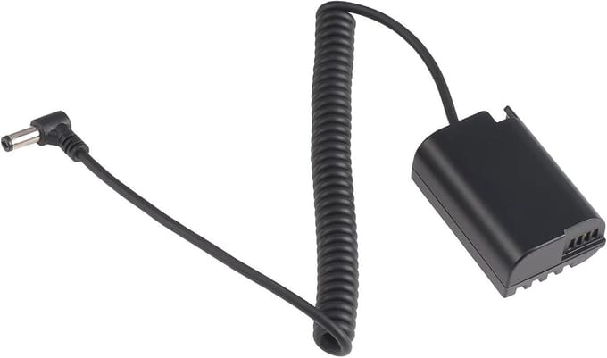 Dummy Batterij Kabel - Voedingsadapter Camera - Langere Opnames - Volledig Gedecodeerd - 100 cm Verlengbaar - Zwart