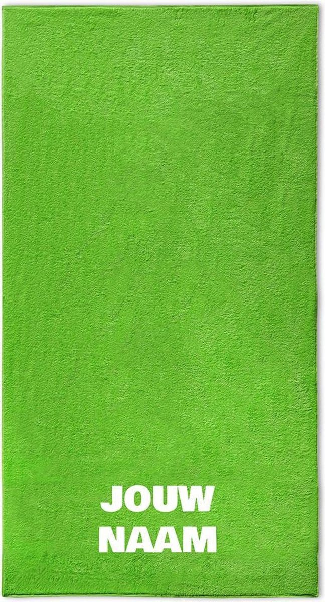 Strandlaken met naam limegroen 100x200cm