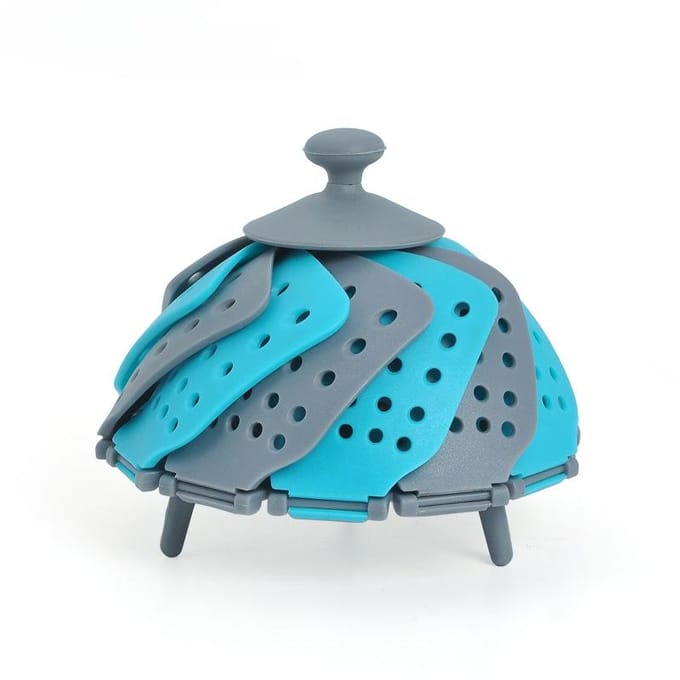 Panier Vapeur Pliable Rétractable, Panier à Légumes et Fruits Multifonctionnel, Support Vapeur Lotus en Plastique Panier à Vapeur blue
