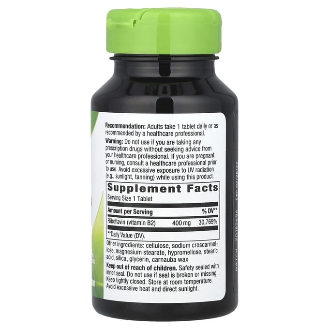 Nature's Way, Riboflavine Vitamine B2, 400 mg, 30 tabletten