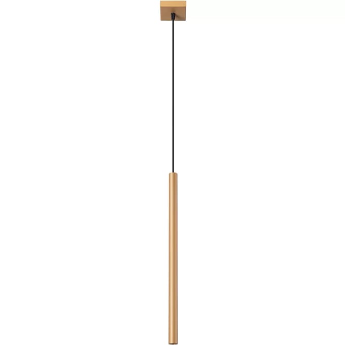 Hanglamp PASTELO 1 met slanke buisvormige kap - Sollux Lighting - IP20 - Goud staal behuizing - 8 x 8 x 115 cm - 1 x G9 LED, exclusief lichtbron - Max. 8 W - Moderne hanglamp voor woonkamer, slaapkamer en eetkamer