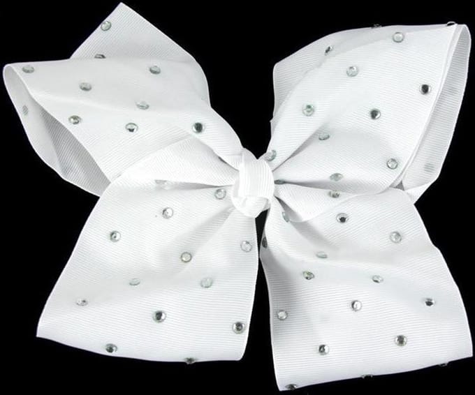 Haarstrik meisjes met aligatorclip wit met steentjes 14x20 cm