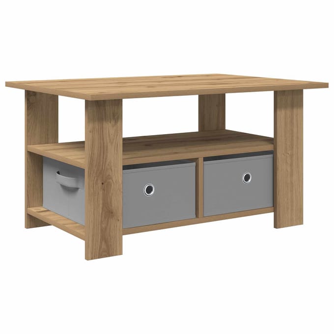 vidaXL - Salontafel - Artisan - Eiken - 77 - x - 55 - x - 42 - cm - Bewerkt - hout