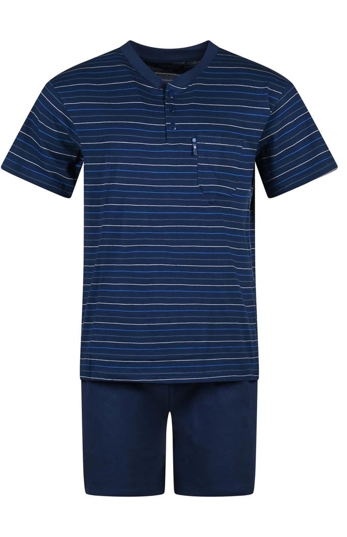 Outfitter - Heren shortama - Katoen - Gestreept - Donkerblauw - Maat M
