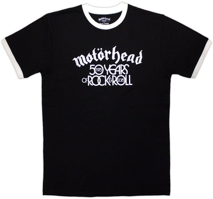 Motorhead - 50 Years Text Lock Up Ringer Heren T-shirt - S - Zwart