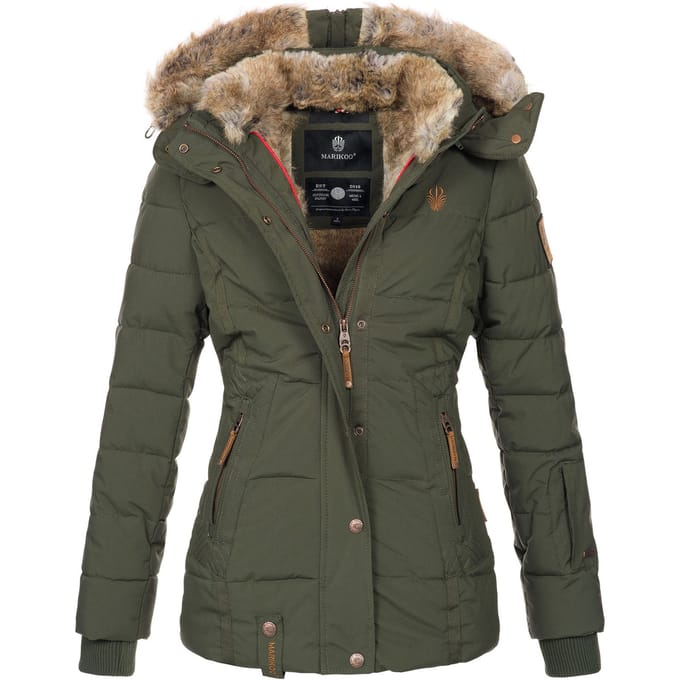 Marikoo dames winterjas Nekoo met imitatiebont capuchon & teddyvoering