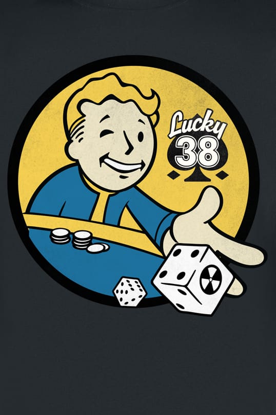 Fallout - Gaming T-shirt - Lucky 38 Dice - S tot M - zwart