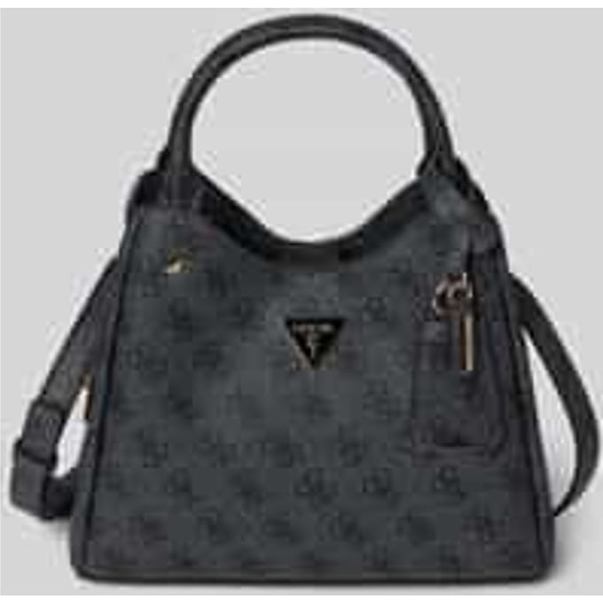 GUESS handtas schoudertas Meridian II Girlfriend Carryall Coal Logo donkergrijs