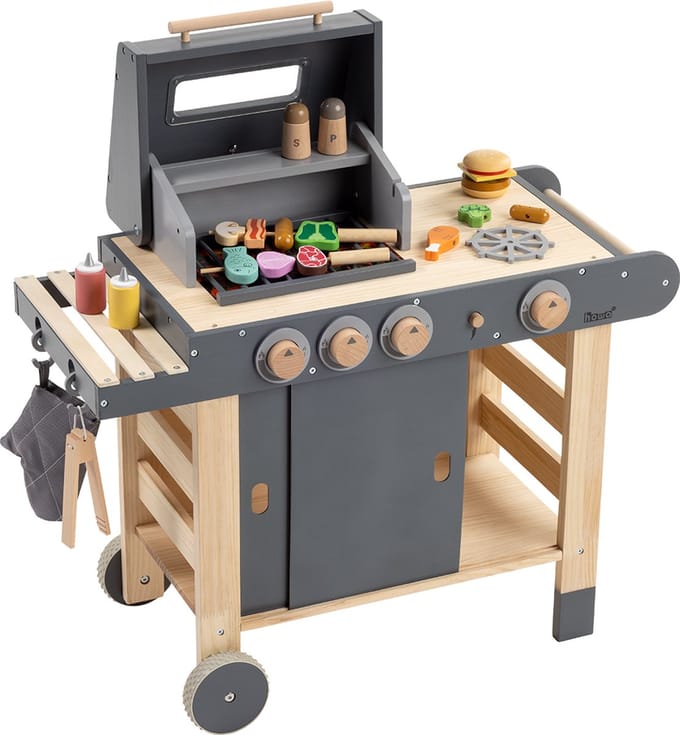 howa Houten Speelgoed BBQ Barbecue Grill "Maxi" met 25 stuks Accessoires 4825