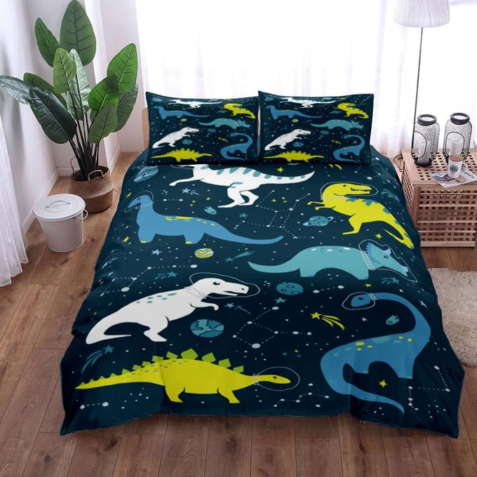 Ensemble Housse de Couette Espace Dinosaures Nuit King Queen Double Complet Twin Simple Taille Marine Ensemble Linge de Lit 200x200cm