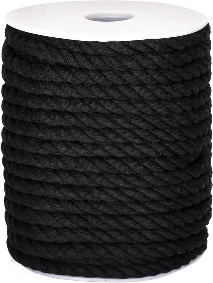 Macrame Draad 8 mm x 20 m Zwart Katoen Koord voor DIY Creatieve Projecten en Cadeaus