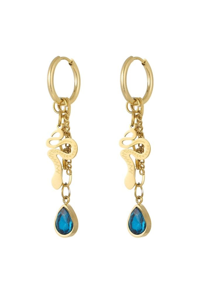 YW - Oorbellen "snake soul"- Goud/Blauw