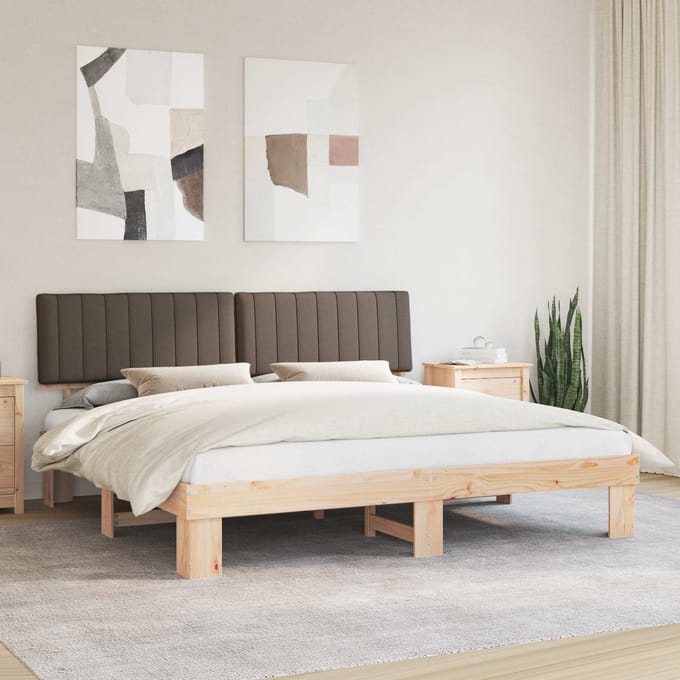 vidaXL - Bedframe - met - Gevoerde - Hoofdbord - Taupe - 200 - x - 200 - cm