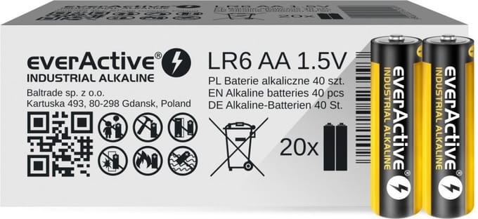 Everactive Aa Lr6 Alkaline Batterijen Voor Speelgoedafstandsbediening 40 Stuks Industrieel