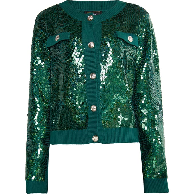 Faina Vest met pailletten Dames Smaragdgroen
