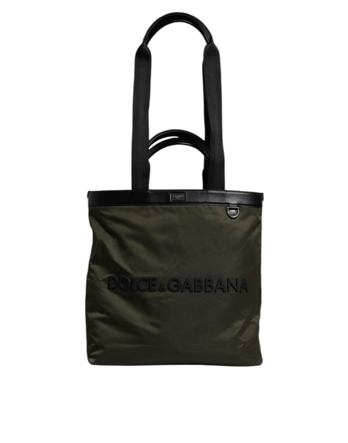 Dolce & Gabbana Militair Groen Nylon Schouderband Tote Bag