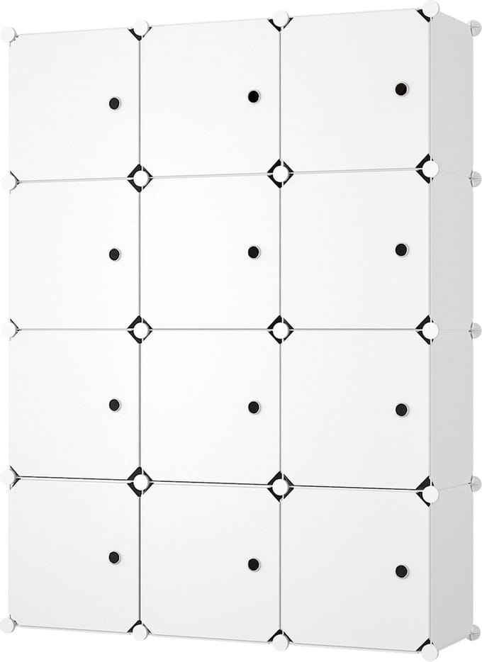 Lowander 3x4 vakkenkast 'Messina' wit 111x148 cm - Kledingkast kunststof - Roomdivider