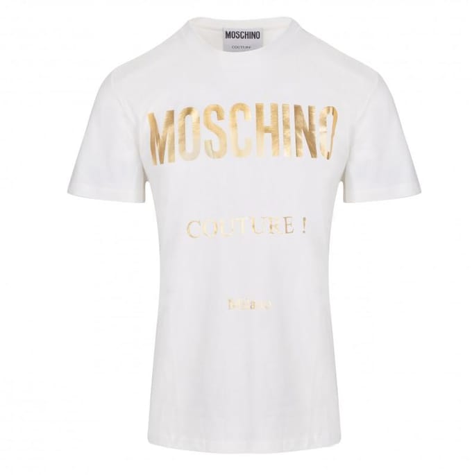 Moschino couture luxe heren t-shirt wit -50% - Maat: XL beige