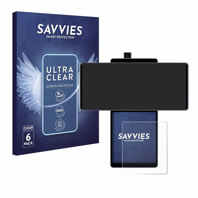 Savvies - Screenprotector voor LG Wing (Achterdisplay) - Folie Beschermfolie transparant 6 Stuks