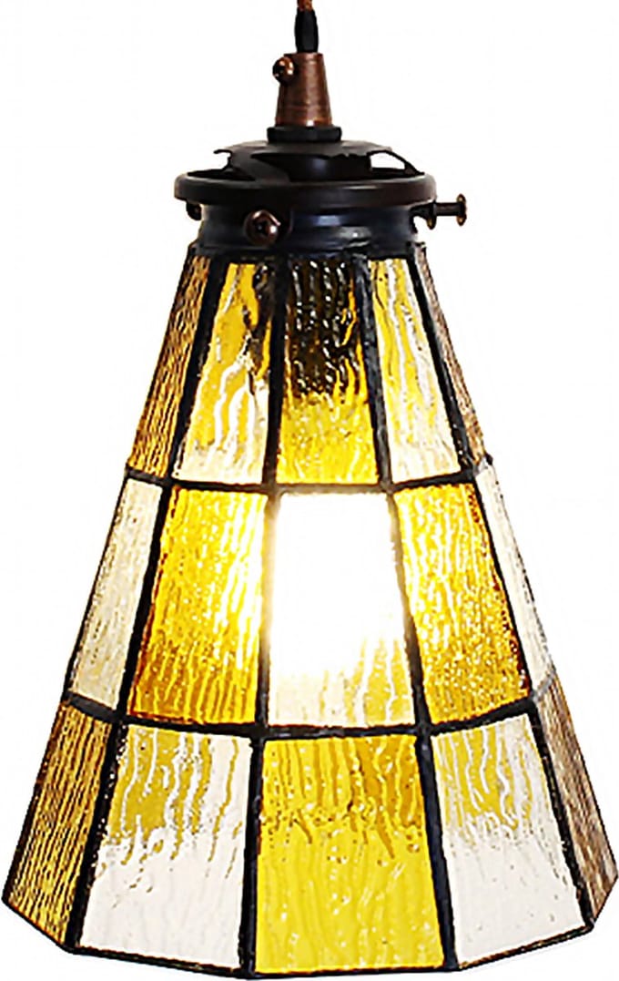 Lumilamp Hanglamp Tiffany Ø 15x115 cm Geel Bruin Glas