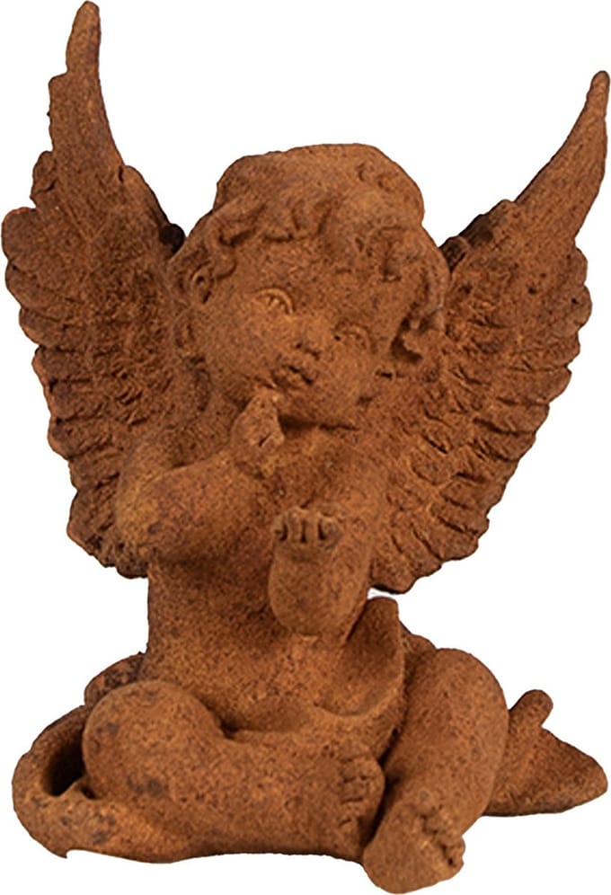 Clayre & Eef Decoratie Beeld Engel 11 cm Bruin Polyresin
